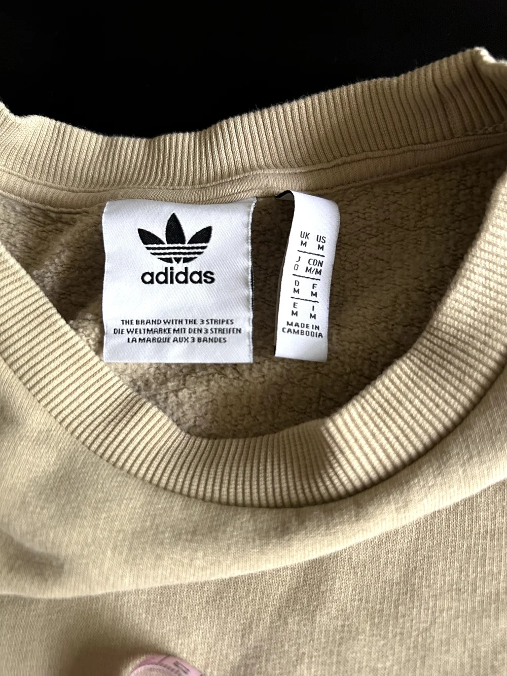 adidas Beige Crewneck with White Trefoil Tag